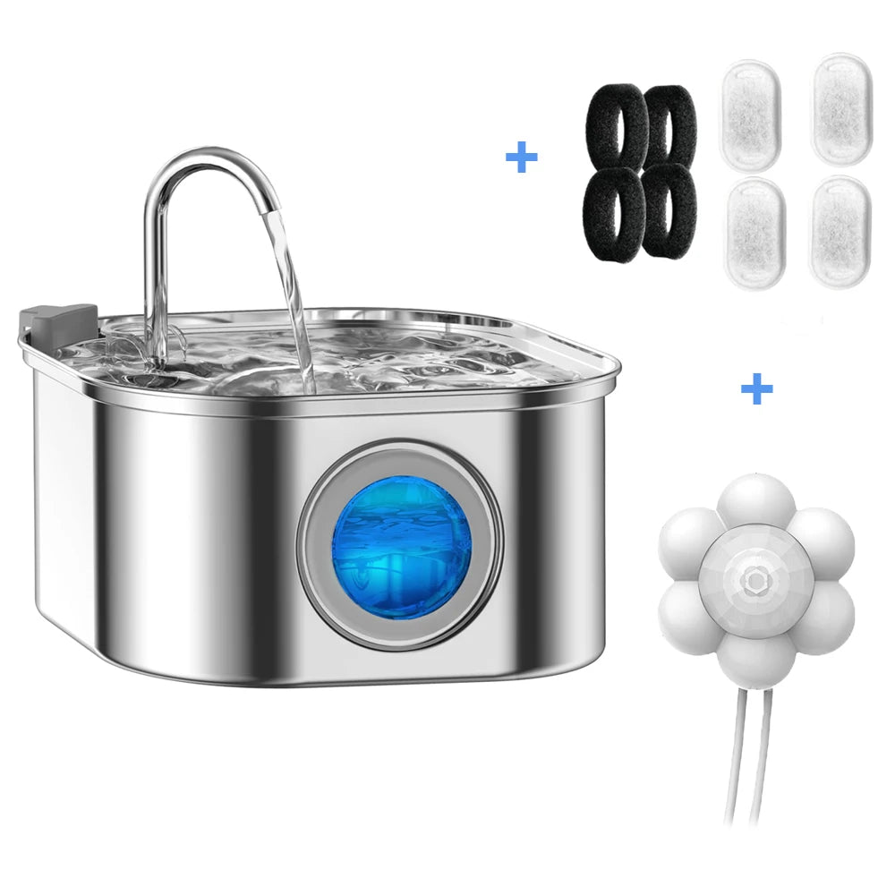 Fuente de acero inoxidable 3,2L para gatos · Cativa